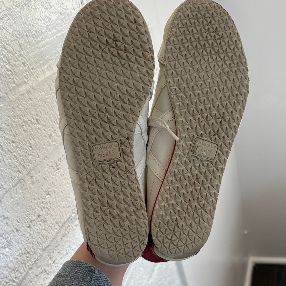 Cream and maroon Onitsuka Tiger Mexico 66 Sneakers - Picture 3 of 6